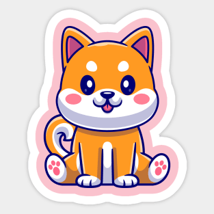 Cute Shiba Inu Sitting Cartoon Sticker